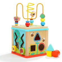 Multifunctional Wooden Toys Toddler Baby Box Activity Cube Beads Maze Gear Clock Geometric Blocks Sorting Educational Toys 2024 - buy cheap