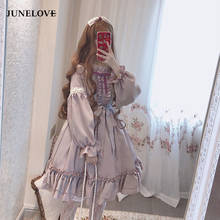 Alice In Wondeland Cute Women Lolita OP Dress Flouncing Lace Trim Japanese Harajuku Long Sleeves Doll Teen Dress Fairy Vestidos 2024 - buy cheap