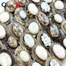 Qianbei-anel de conchas coloridas luxuoso para mulheres, estilo coral artificial, acessórios vintage, anel grande oval, 2020 2024 - compre barato