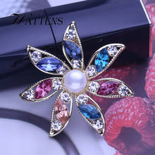 Pearl Jewelry Noble Flowers Elegant Pearl Brooch Pin Colored Zircon Brooch Natural Pearl Bohemia Brooch Gift Promotion new 2024 - buy cheap