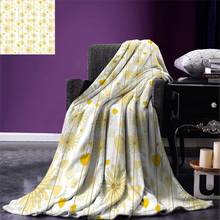 Cobertor amarelo do lance composição floral sonhadora com corações amor dia dos namorados padrão primavera quente cobertor para cama sofá terra 2024 - compre barato
