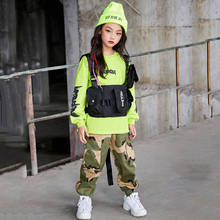 Hip Hop Costumes Boys Fashion Green Camouflage Pants Children Street Dance Clothing Girls Jazz Dancewear Stage Outfit DN4496 2024 - buy cheap