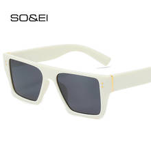 SO & EI-gafas de sol cuadradas Retro para mujer y hombre, anteojos de sol de moda para uñas, té, gradiente de gafas de moda de Metal, tonos UV400 2024 - compra barato