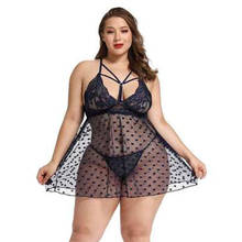 Sexy Ladies Lingerie Lace Sleepwear Thong Underwear Hollow-Out Night Dress G-String Plus Size Black L-5Xl 2024 - buy cheap