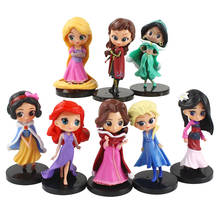8pcs/set 10cm Disney Princess Q Posket Figure Toys Aladdin Sleeping Beauty Cinderella Snow White Mermaid Sofia PVC Model Doll 2024 - buy cheap