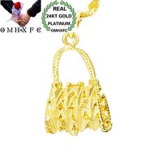 OMHXFC Atacado Europeia Mulher Fashion Girl Festa de Aniversário Saco de Presente De Casamento Elegante Oco 24KT Ouro Verdadeiro Pingente Encanto PN192 2024 - compre barato