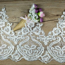 Delicate 1Yard Flat Embroidery Ivory Fabric Flower Venise Venice Mesh Lace Trim Applique Sewing Craft for Wedding Dec. 28cm 2024 - buy cheap