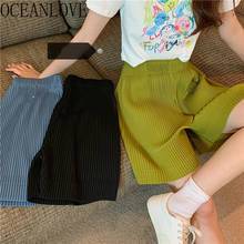 OCEANLOVE Solid Wide Leg Pants Women Elastic High Waist Pleated Shorts Casual Korean Style Fashion Short Knee-length 17141 2024 - buy cheap