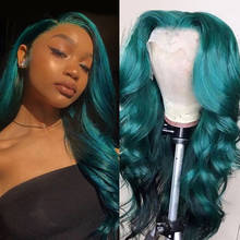 Perucas femininas, cabelo humano, cor verde, ondulado, tamanho 26, cabelo remy, brasileiro, cor preta 2024 - compre barato