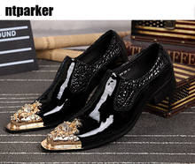 Ntyparker sapatos masculinos de couro feitos à mão, estilo preto, sapatos de couro, ponta de aço, deslizantes, grande sti 46 2024 - compre barato