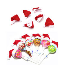 Hot Sale 6Pcs Mini Santa Claus Hat Christmas Xmas Holiday Lollipop Top Topper Cover Festival Decor Wholesale 2024 - buy cheap