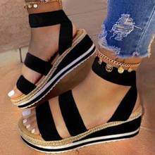 Sandals Women Wedges Platform Candy Color Ladies Hemp Shoes Ladies Summer Casual Slip On Strap Cross Cool Girls New 2024 - buy cheap