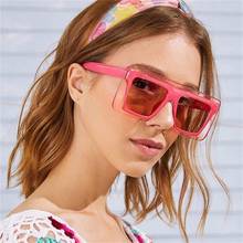 New Oversized Square Sunglasses Women Luxury Transparent Color Sun Glasses Fashion Flat Top Men Shade Glasses UV400 2024 - buy cheap
