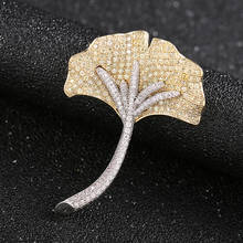 Ouro de cristal ginkgo biloba folha broches pinos para mulheres vintage folhas planta broche roupas pinos acessórios jóias presente 2024 - compre barato
