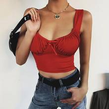 Sexy Spaghetti Straps Low Cut Bow Crop Tops Summer Women Sleeveless Skinny Camisole Tops  Girls Office Simple Casual Inside Tops 2024 - buy cheap