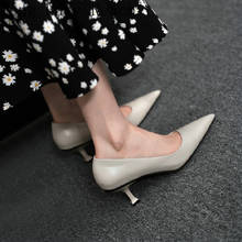 2021 Genuine Leather Simple Concise Women Designers Pointed Toe Office Working Shoes Thin High Heels Woman Stilettos Pumps 2024 - buy cheap