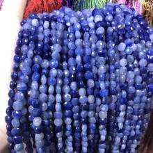 Cuentas de Aventurina azul con cuentas de piedra Natural, cuentas espaciadoras sueltas facetadas en forma de oblato para la fabricación de joyas, accesorios de pulsera y collar DIY 2024 - compra barato
