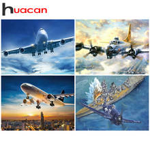 Huacan 5D Diamond Painting Landscape Aircraft Full Square Rhinestone Picture Diamond Embroidery Mosaic Cross Stitch Home Decor 2024 - buy cheap