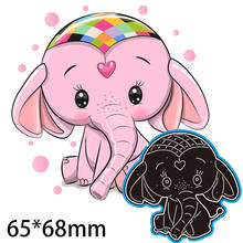 Corte de metal morre bonito pequeno elefante rosa novos estênceis diy sucata reserva cartões de papel artesanato que faz a decoração do ofício 65*68mm 2024 - compre barato