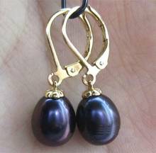 Natural AAA+ 8x10mm South Sea black Pearl Earrings 2024 - buy cheap