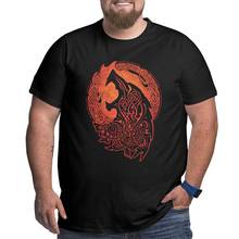 Men T-Shirt Vikings Wolf Fenrir Vintage Cotton Big Tall Tee T Shirt O Neck Tops Plus Size Big Size Large 4XL 5XL 6XL 2024 - buy cheap