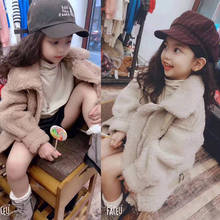 Elegant Coat Girls Thick Jacket Kids Warm Large Lapel Outerwear Winter Spring Autumn Teenage Clothes School High Quality Black 2024 - buy cheap