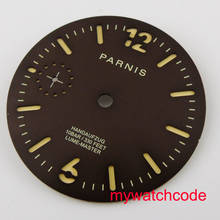 35.4mm Parnis sandwich brown watch dial fit ETA 6497 hand winding movement men's watch 2024 - buy cheap