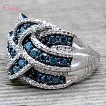 Anel de pedra azul grande e luxuosa, feminino, prata esterlina 925, brilhante, moda, aliança de noivado, presentes 2024 - compre barato