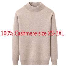 Novo inverno espessamento 100% puro cashmere homens meia gola alta malha camisola inferior computador pullovers de malha plus size XS-3XL 2024 - compre barato