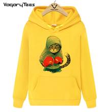 Super legal boxer gato ataque design hoodies moletom dos desenhos animados roupas masculino hip hop streetwear hoodie topo unisex 2024 - compre barato