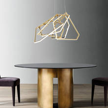 Lámpara de araña Led moderna para sala de estar, accesorios de iluminación de tira de Metal colgante de oro de lujo, lámpara de vestíbulo con cordón regulable 2024 - compra barato