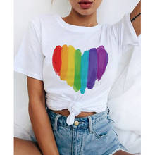 Camiseta a la moda para mujer, camiseta de mujer con estampado de "Wins love is bisexual lesbiana gay", camiseta de mujer de arcoíris, camisetas kawaii 2024 - compra barato