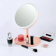 LED Makeup Mirror Touch Tricolor Light 360 ° Rotating Portable Beauty Mirror Removable Makeup Mirror Bottom Storage Box 2024 - buy cheap