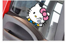 Забавная наклейка на автомобиль с изображением кошки, милая стеклянная наклейка на автомобиль, аксессуары для Chevrolet Cruze, Ford Focus, Volkswagen, Skoda, Kia 2024 - купить недорого