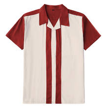 Vintage Western Punk Shirts Men Retro 1950s Rockabilly Shirt Casual Short Sleeve Patchwork Rolling Rock Shirt Mens Clothing 2024 - buy cheap