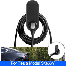 Organizador de cabo de carregador para celulares, para tesla model 3 s x y us eu plug, com espaço de armazenamento, conector, montagem na parede, acessórios para carro 2024 - compre barato