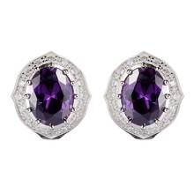 Eulonvan 925 sterling Silver Wedding Earrings for women Jewelry Accessories best sell dropshipping Purple Cubic Zirconia S-3753 2024 - buy cheap