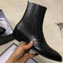 New 2020 high end handmade Cowhide wedge leather boots for men Chukka zipper up Chelsea pionted toe dress wedding Boots 2024 - buy cheap