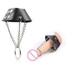 Real Leather Scrotum Parachute Ball Stretcher Cock Ring Cage Bdsm Bondage Penis Ring Male Chastity Device Adult Sex Toys For Men 2024 - buy cheap