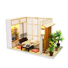 Casa de muñecas pequeña con luz Led para niños, miniaturas de madera, jardín, juguetes de madera, Diorama Ally 2024 - compra barato