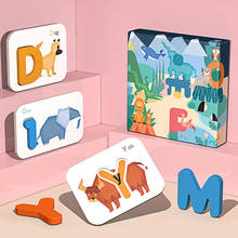 Montessori 3D Abc Letters Building Blocks Pairing Animals Cards Recognition Educational Alphabet Number Match Jigsaw Puzzles Toy 2024 - buy cheap