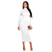Женское облегающее платье-водолазка AECU, однотонное платье-джемпер с длинным рукавом, Длинные облегающие платья на осень 2024 - купить недорого