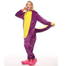 Cute Cartoon Kigurumi Purple Dragon Dinosaur Pajamas Long Sleeve Hooded Onesie Adult Women Animal Halloween Christmas Sleepwear 2024 - buy cheap