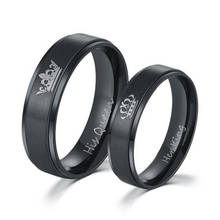 2019 New Fashion Stainless Steel Couple Rings Her King and His Queen Party Rings for Women Men Black Ring 2024 - buy cheap