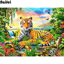 DIY 3D Diamond painting tiger 5d Diamond mosaic Full Square round Diamond embroidery Colorful animal 3d Cross stitch wall art 2024 - buy cheap
