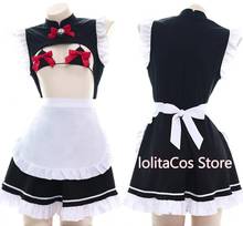 Sexy Lolita Bow Maid Hollow Out Bikini Suit Bell Pajamas Private Nightdress Japanese Anime Cosplay Kawaii Ruffles Underwear Set 2024 - buy cheap