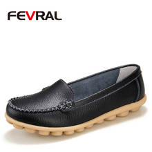 FEVRAL New 2021 Woman Genuine Leather Casual Shoes Slip On Woman Flats Comfort Shoes Woman Moccasins Spring And Summer Shoes 2024 - buy cheap