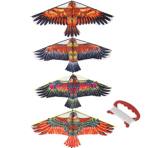 1 м плоский воздушный змей орла с 30 метровой линией воздушных змеев для детей, летающие змеи птицы, ветрозащитные носки, игрушки для детей, подарок, садовая тканевая игрушка 2022 - купить недорого