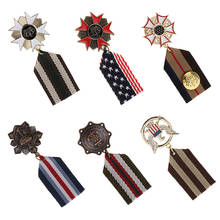 Medalha de metal listrado para cosplay militar, 6 peças, pin-emblema para homens e mulheres 2024 - compre barato