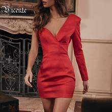 VC Бесплатная доставка 2020 Вечернее красное платье сексуальное платье на одно плечо с длинным рукавом облегающее платье для рождественской вечеринки 2024 - купить недорого